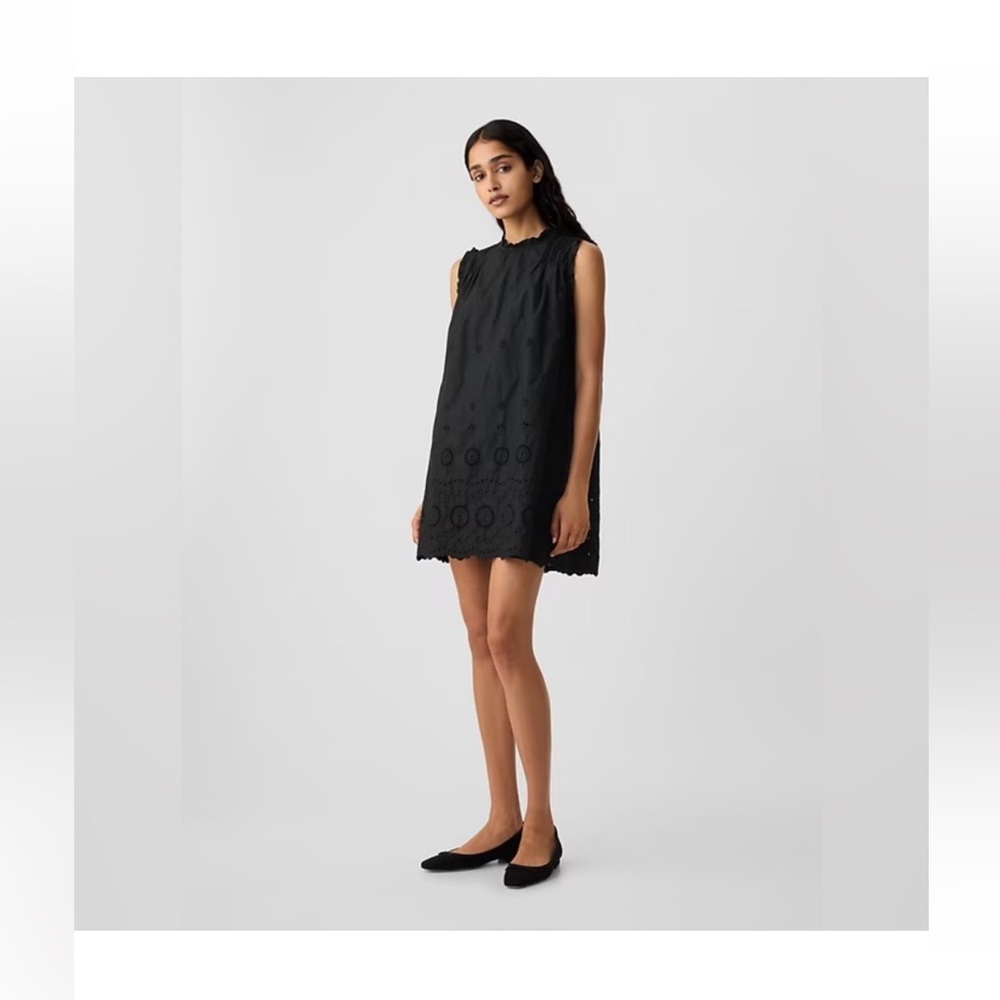 GAP Black Eyelet Mini Dress
